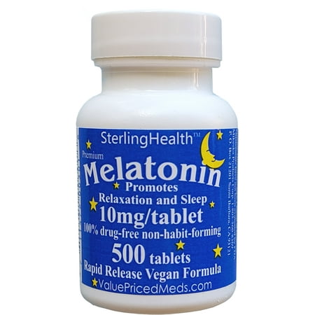 Melatonin 500 Count, 10mg Quick Dissolve Vegan Super Strength
