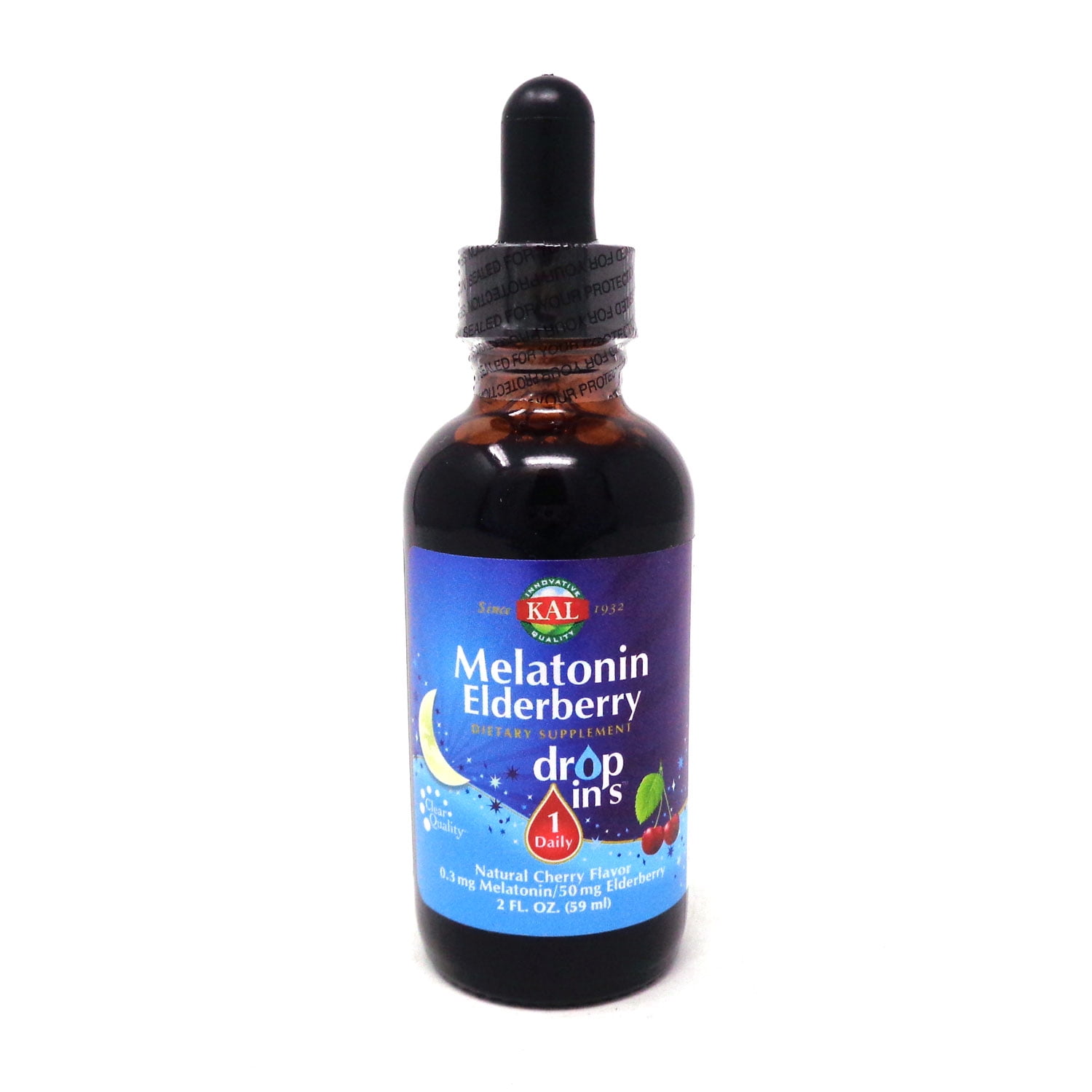 Melatonin Elderberry DropIns Cherry Flavor By Kal - 2 Ounces