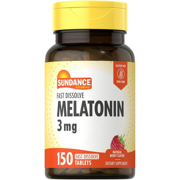 Melatonin Fast Dissolve | 3mg | 150 Fast Dissolve Tablets | Berry Flavor | by Sundance
