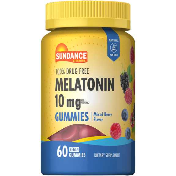 Melatonin Gummies | 10mg | 60 Vegan Gummies | Mixed Berry Flavor | For Men and Women | by Sundance
