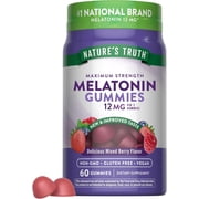 Melatonin Gummies | 12mg | Vegan, Non-GMO & Gluten Free | Mixed Berry Flavor | by Nature's Truth
