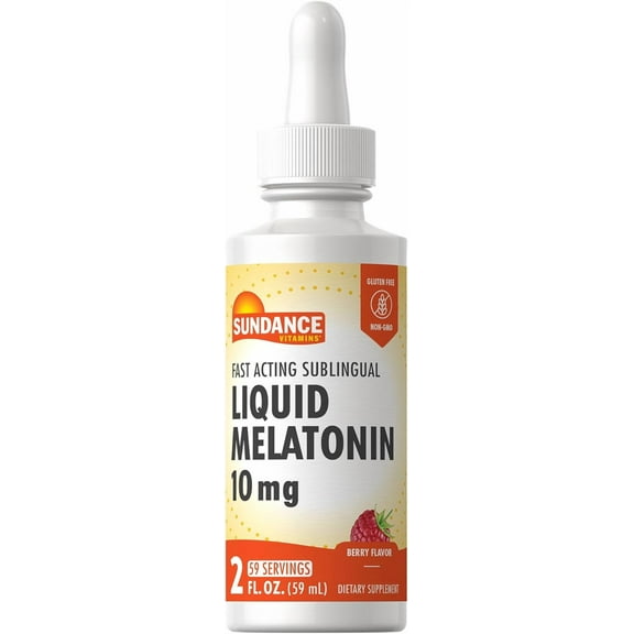 Melatonin Liquid 10mg | 2 fl oz | Berry Flavor | For Men and Women | by Sundance