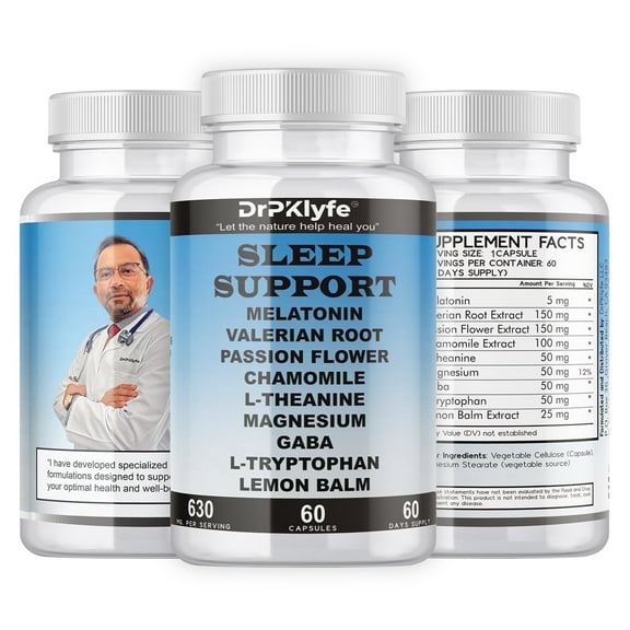 Sleep Aid-Melatonin-L Theanine-Valerian Root-Passion Flower-Chamomile-Magnesium-GABA-Lemon Balm-60 Capsules