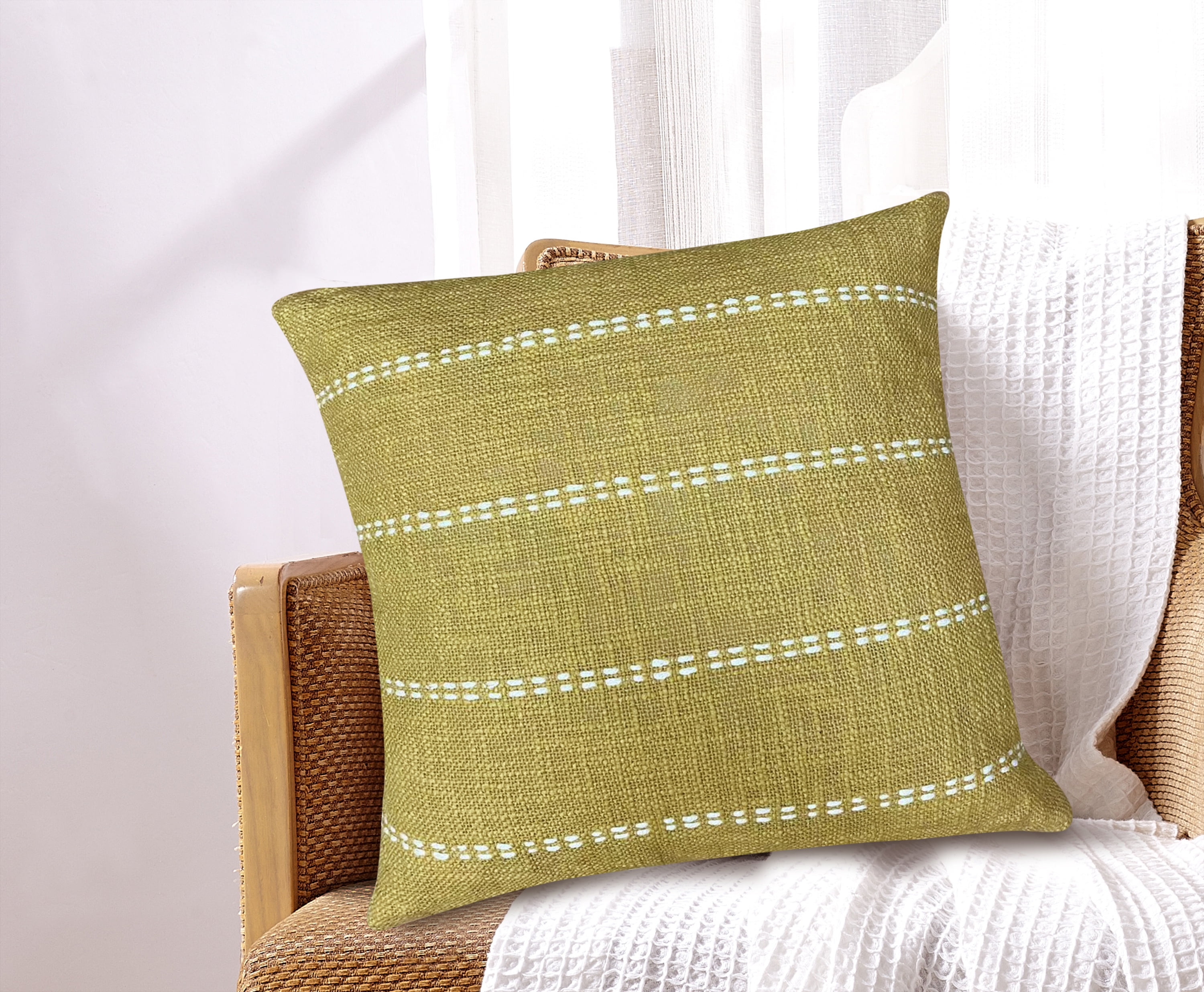 Melba Cotton Decorative Throw Pillow 18x18" Wheat 1 pack