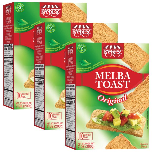 Melba Toast Flatbread Crackers XEF1- Original - Natural Thin and Crispy Toast Crackers - Classic Wheat Mini Toasts - Tostadas Melba - 7 Oz, Pack of 3
