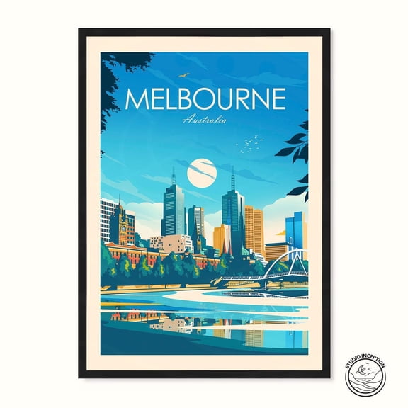 Melbourne Australia Travel Featuring Yarra River And City Skyline Poster, Travel Inspired Home And Office Decor