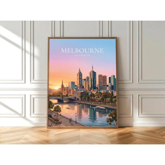 Melbourne Australia Travel Melbourne Wall Art Cityscape Print Yarra River Art Australia Travel Wall Decor