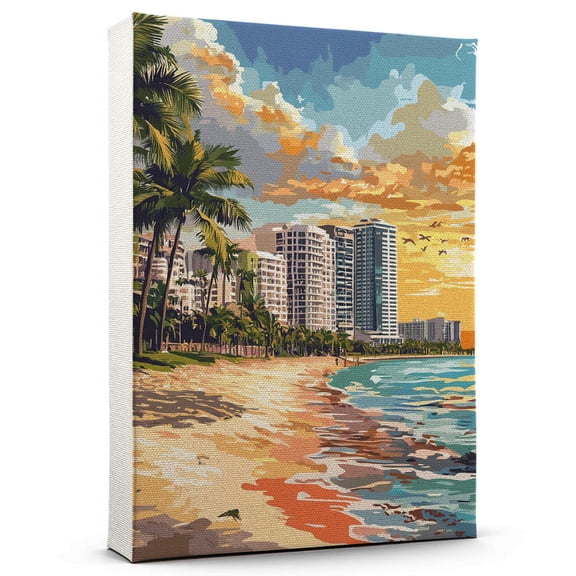 Melbourne Beachs Canvass Vintage, Florida Travel Prints Wall Art, Melbourne Beachs Travel Canvas, Florida Travel Colorful Canvas - 100AZ864