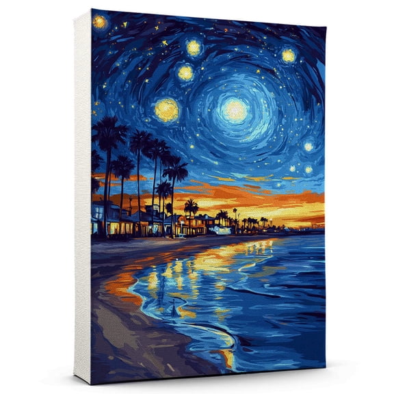 Melbourne Beachs Travel Starry Night Canvas Print, Florida Canvas Wall art, Melbourne Beachs Map Canvas, Florida Travel Art Picture Print -96AZ854