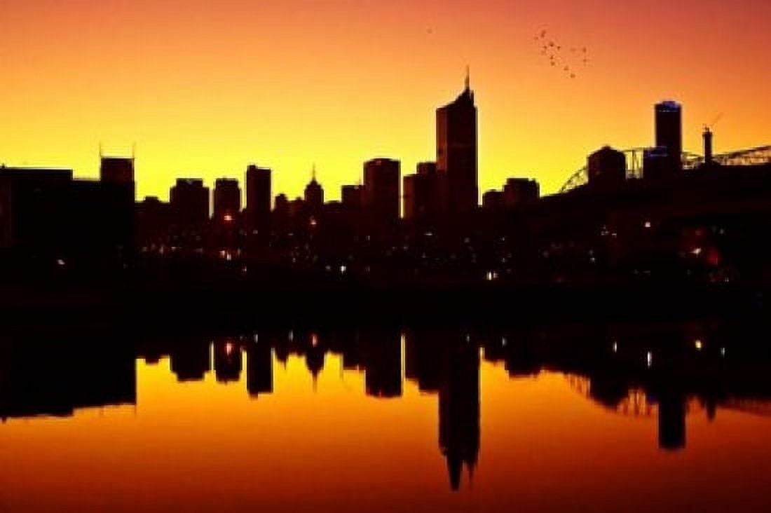 Melbourne CBD and Telstra Dome at Dawn Victoria Australia Canvas Art - David Wall DanitaDelimont (36 x 24)
