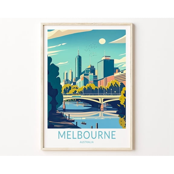 Melbourne City Travel Print, Melbourne Australia Travel Poster Print, Melbourne City Wall Art, Australia Travel Wall Decor Wall Art, Modern Wall Decor, 16x24 UNFRAMED