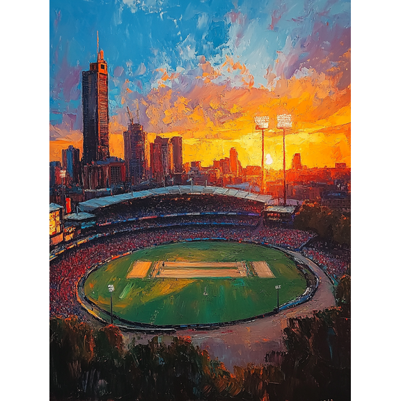 Melbourne Cricket Ground Sunset Canvas Print/Painting， Suitable for Living Room， Office， Study， and Hotel Decoration.