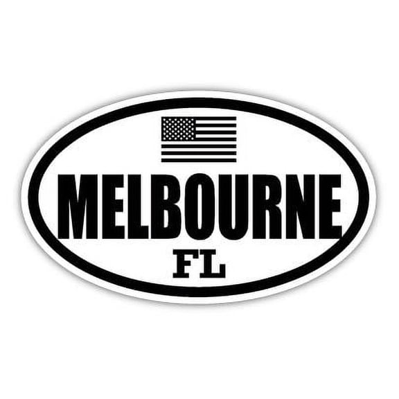 Melbourne FL Florida Brevard County Stealthy Subdued Old Glory US Flag Oval Euro Decal Bumper Sticker 3M Vinyl 3" x 5"