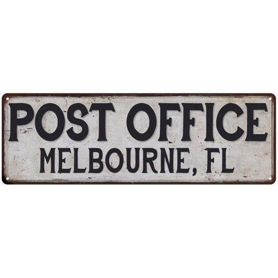 Melbourne, Fl Post Office Metal Sign Vintage 6x18 106180011409