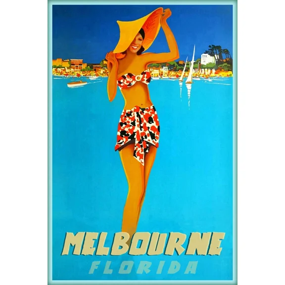 Melbourne Florida Brevard County Atlantic Coast Travel Poster Art Home Decor Office Wall Art