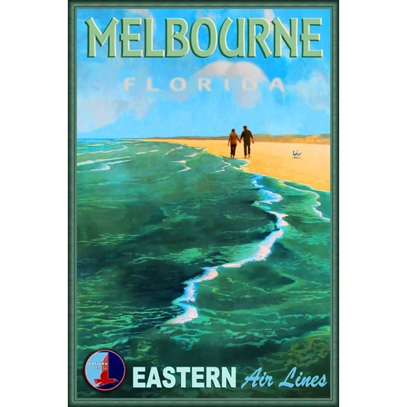 Melbourne Florida Eastern Air Lines Atlantic Ocean Beach Poster Home Decor Office Wall Art