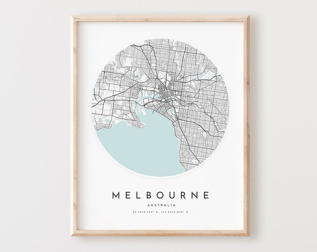 Melbourne Map Print, Melbourne Map Poster City Wall Art, Melbourne Road ...