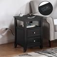 thumbnail image 1 of Convenience Concepts 24x15.75" Melbourne 2-Drawer End Table with Charging Station, Modern Black Wood, 1 of 8