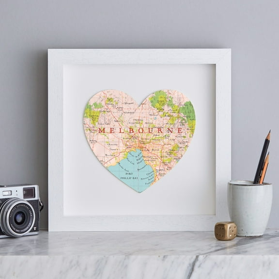 Melbourne map heart print