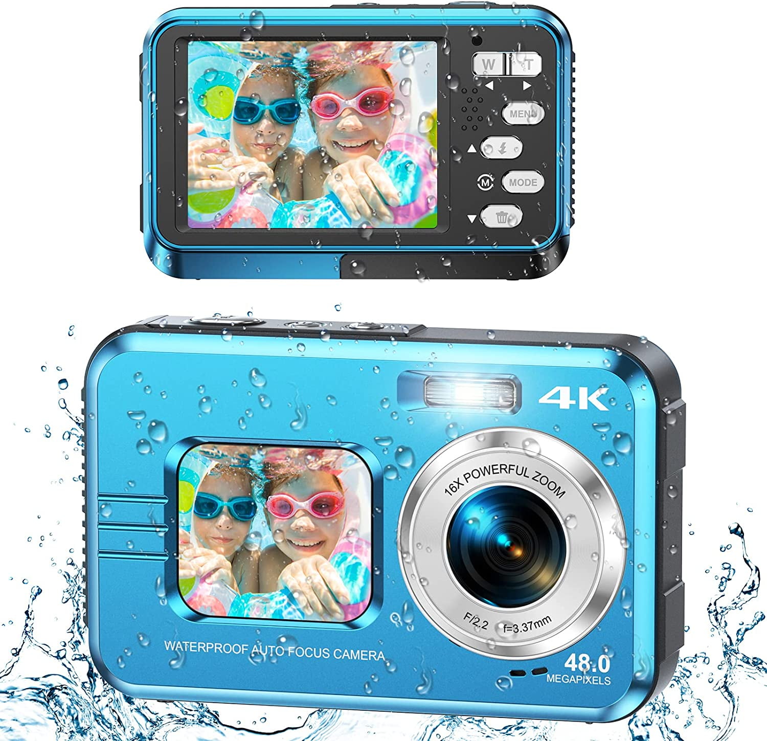 Melcam Underwater Cameras, 4K Waterproof Digital Camera 48MP Autofocus