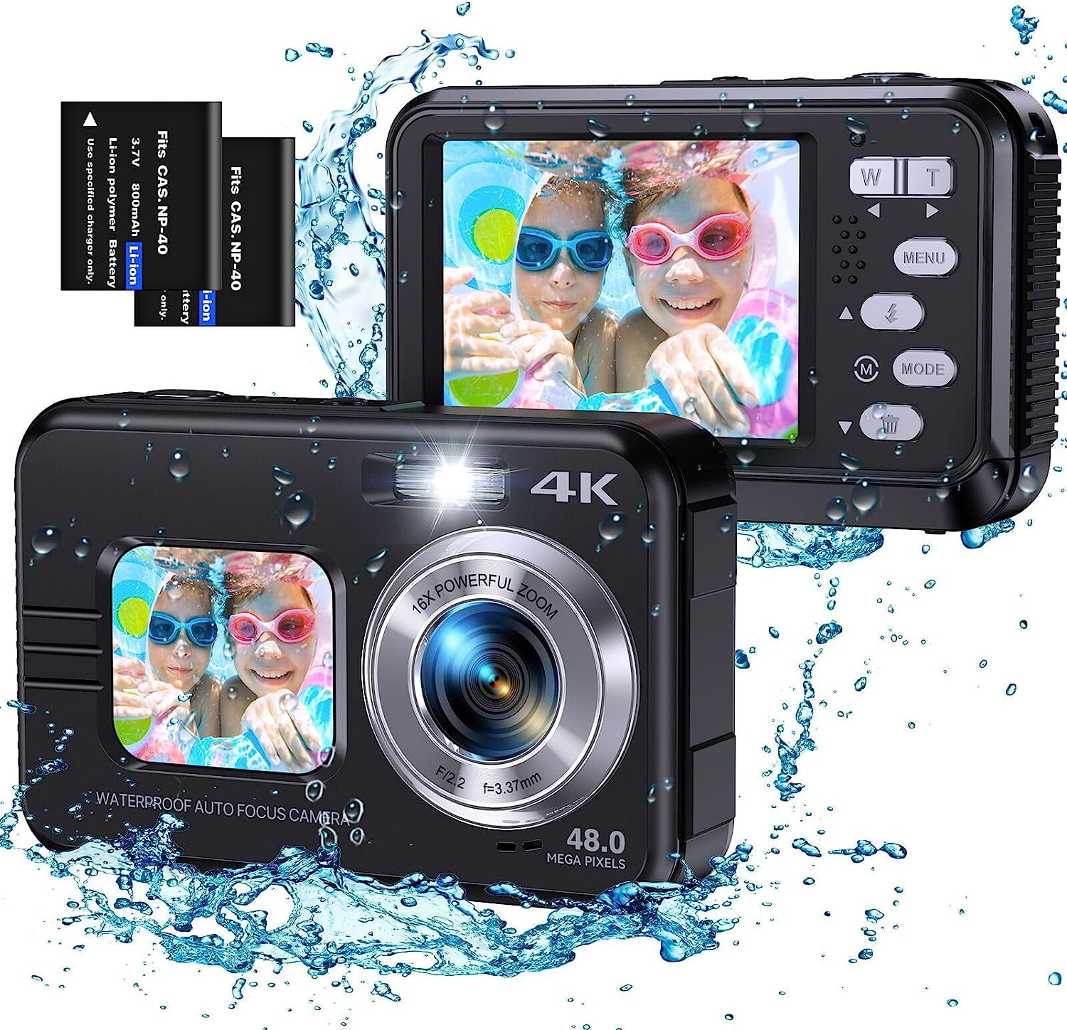 Melcam Underwater Cameras, 4K Waterproof Digital Camera 48MP Autofocus
