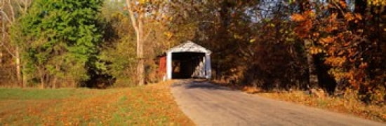 Melcher Covered Bridge Parke Co IN USA Canvas Art - Panoramic Images (36 x 12)