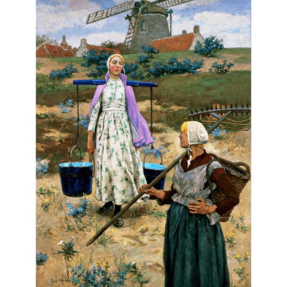 Melchers In Holland Windmill Dutch Women Painting Extra Large Art Print Wall Mural Poster Premium XL
