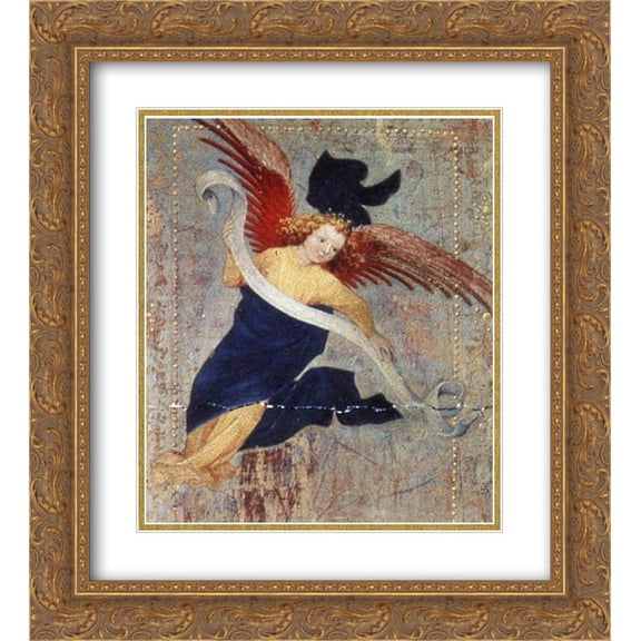 Melchior Broederlam 2x Matted 20x24 Gold Ornate Framed Art Print 'Angel (from Altar of Philip the Bold)'