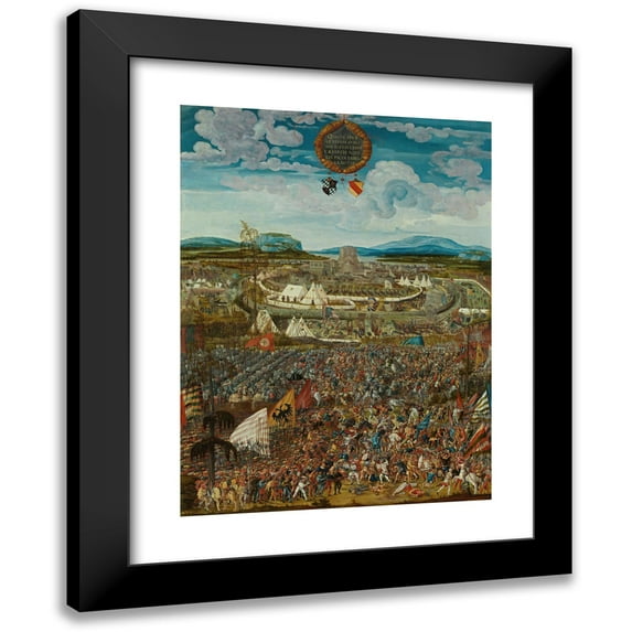 Melchior Feselen 14x18 Black Modern Framed Museum Art Print Titled - The Anachronistic Siege for Battle of Alesia (1533)