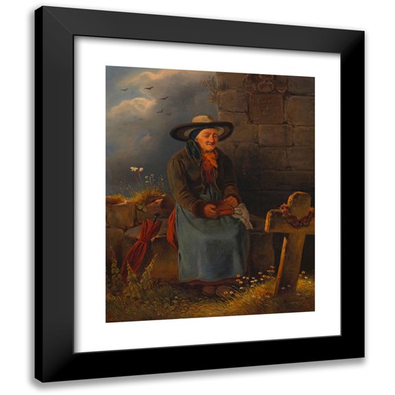Melchior Fritsch 12x14 Black Modern Framed Museum Art Print Titled - Am Friedhof (1851)