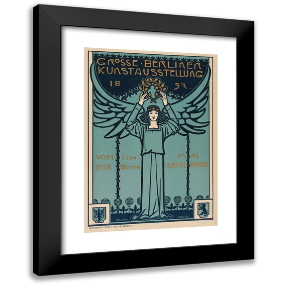 Melchior Lechter 14x18 Black Modern Framed Museum Art Print Titled - Large Berlin Art Exhibition (Large Berlin Art Exhibition) (Approx. 1897)