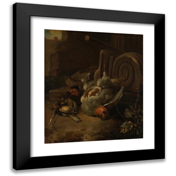 Melchior d'Hondecoeter 12x14 Black Modern Framed Museum Art Print Titled - Dead Birds (C. 1660 - C. 1665)