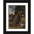 thumbnail image 1 of Melchior d'Hondecoeter 14x18 Black Ornate Wood Framed Double Matted Museum Art Print Titled - Peacocks (1683), 1 of 5