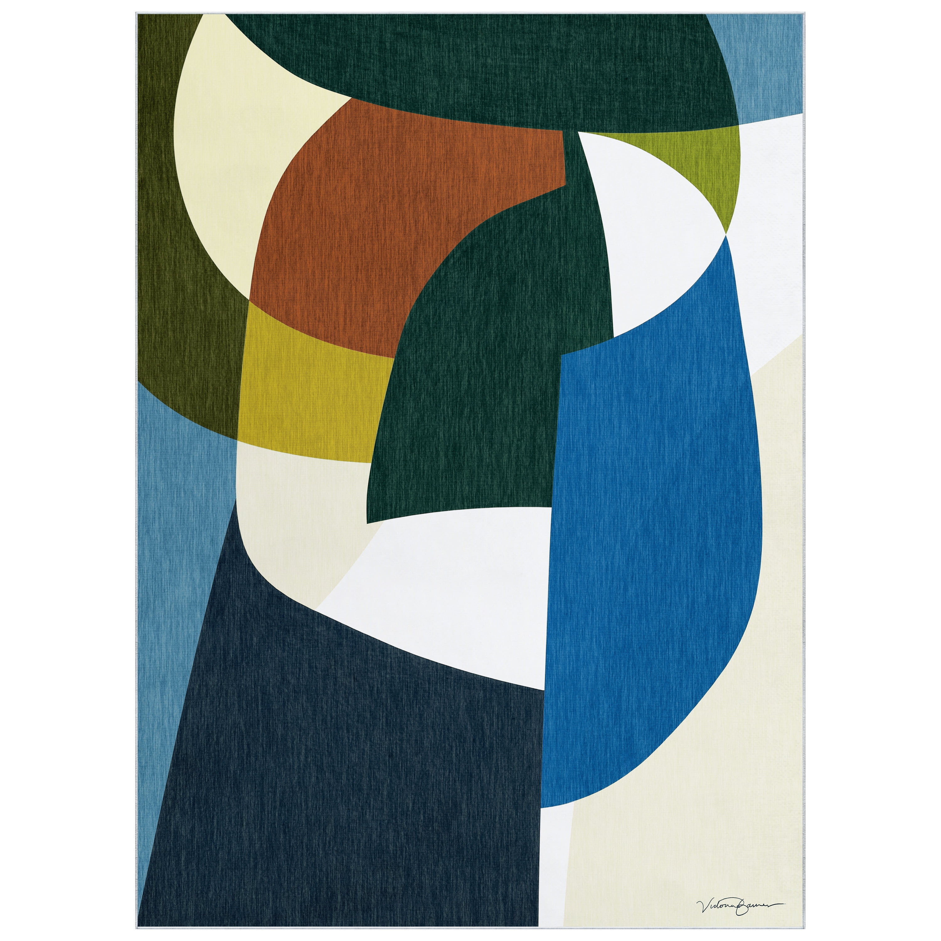 Melding forms I Washable Geometric Art Area Rug size 8'x10', Power-loomed, Heavenly Softness with Non-Slipping Backing