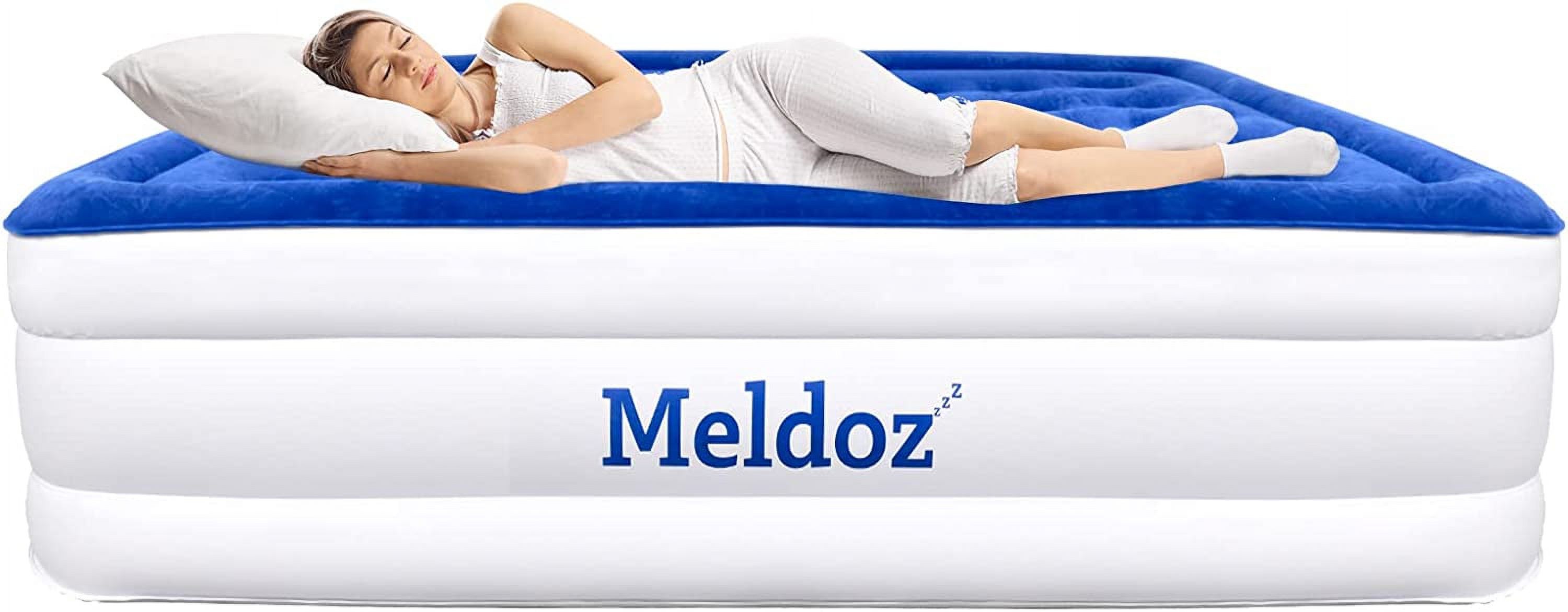 Meldoz Queen Air Mattress with Builtin Pump Double High Blow Up