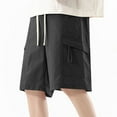 thumbnail image 1 of Meldvdib Mens Cargo Shorts Drawstring Elastic Waist Shorts Outdoor Hiking Shorts Casual Summer Beach Shorts Loose Short Pants with Pockets Black 3XL, 1 of 6