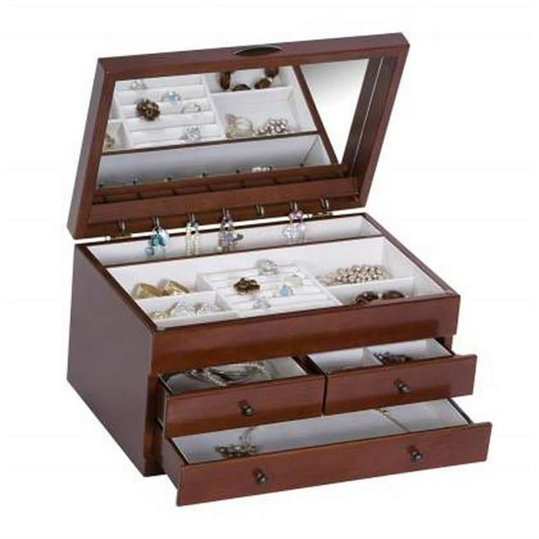 Christmas Gift] Solid Wood Jewelry Box, Earrings Ring Bracelet Storage Box, Black  Walnut