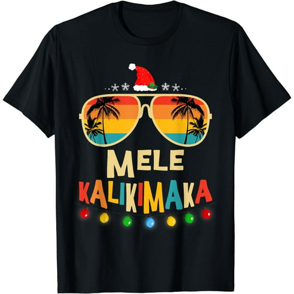 Mele Kalikimaka Christmas Hawaiian Apparel, Santa Women Men T-Shirt