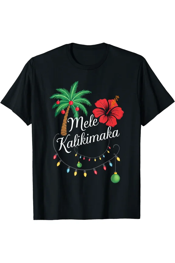 Mele Kalikimaka Hawaii Santa Hawaiian Merry Christmas Tree T-Shirt Unisex T-Shirt