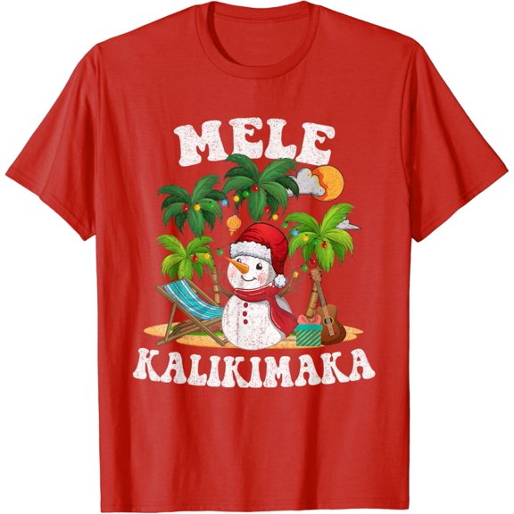 Mele Kalikimaka Hawaii Snowman Beach T-Shirt Tshirt All Size S-5XL