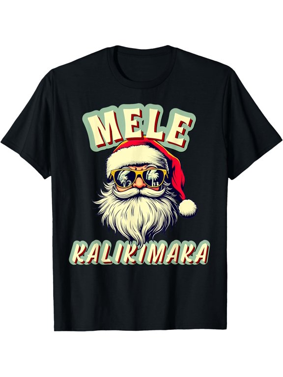 Mele Kalikimaka Santa With Sunglasses Beach Vibes T Classic Message T-Shirt