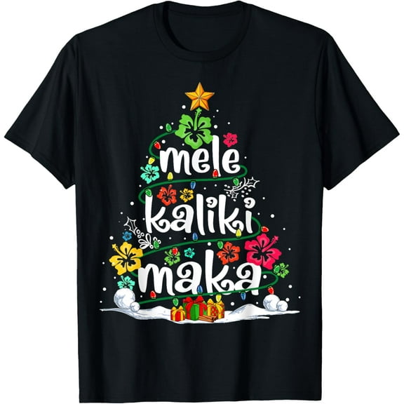 Mele Kalikimaka Tropical Christmas Hawaiian Santa Xmas Tree T-Shirt
