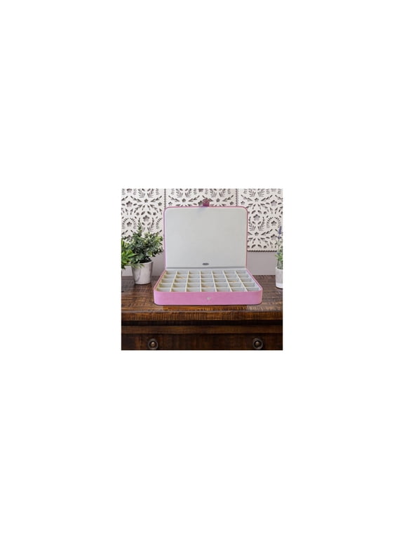Mele and Co Cameron Plush Fabric Jewelry Box in Pink