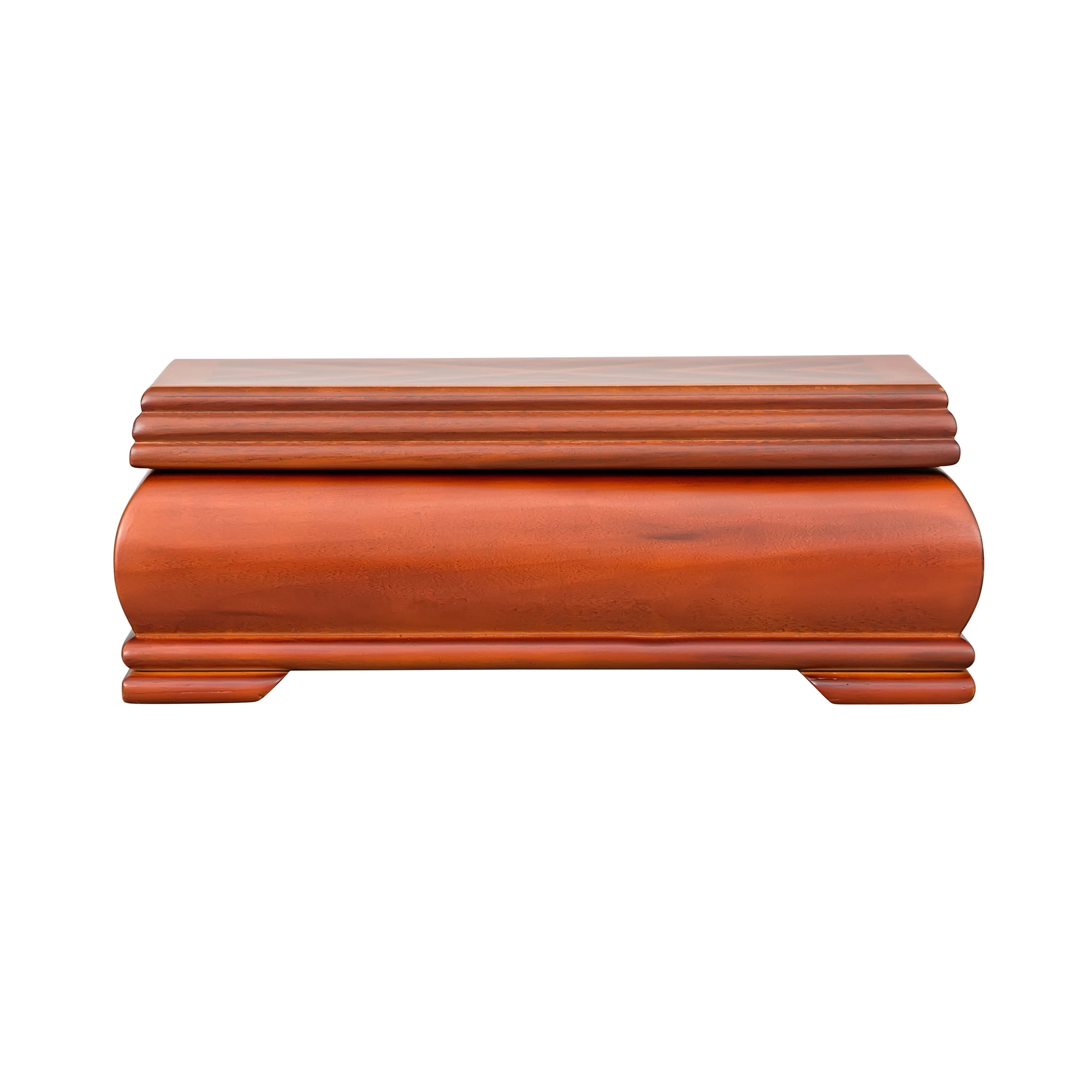 Walnut Lacquered Wooden Jewelry Box with Suede Interior
