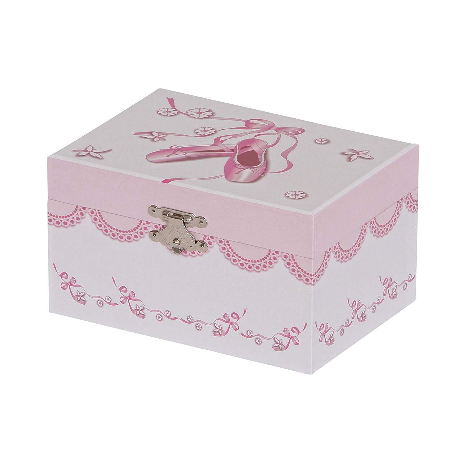 Clarice Pink and White Musical Ballerina Jewelry Box