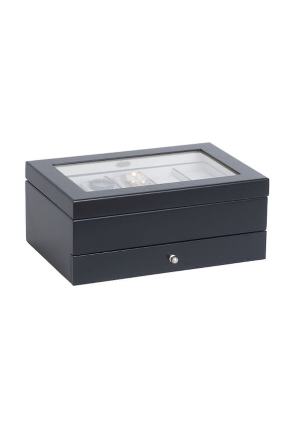 Mele and Co Grant Glass Top Wooden Watch Box in Java Finish
