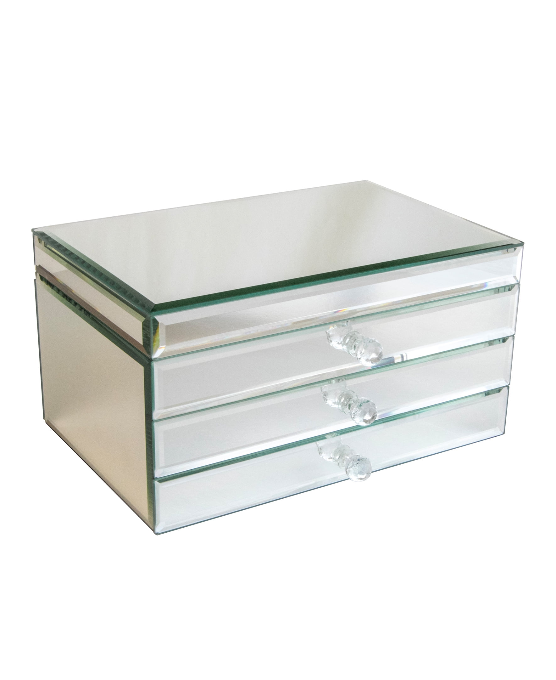 Maxine Mirrored Glass Jewelry Organizer Box with Drawers