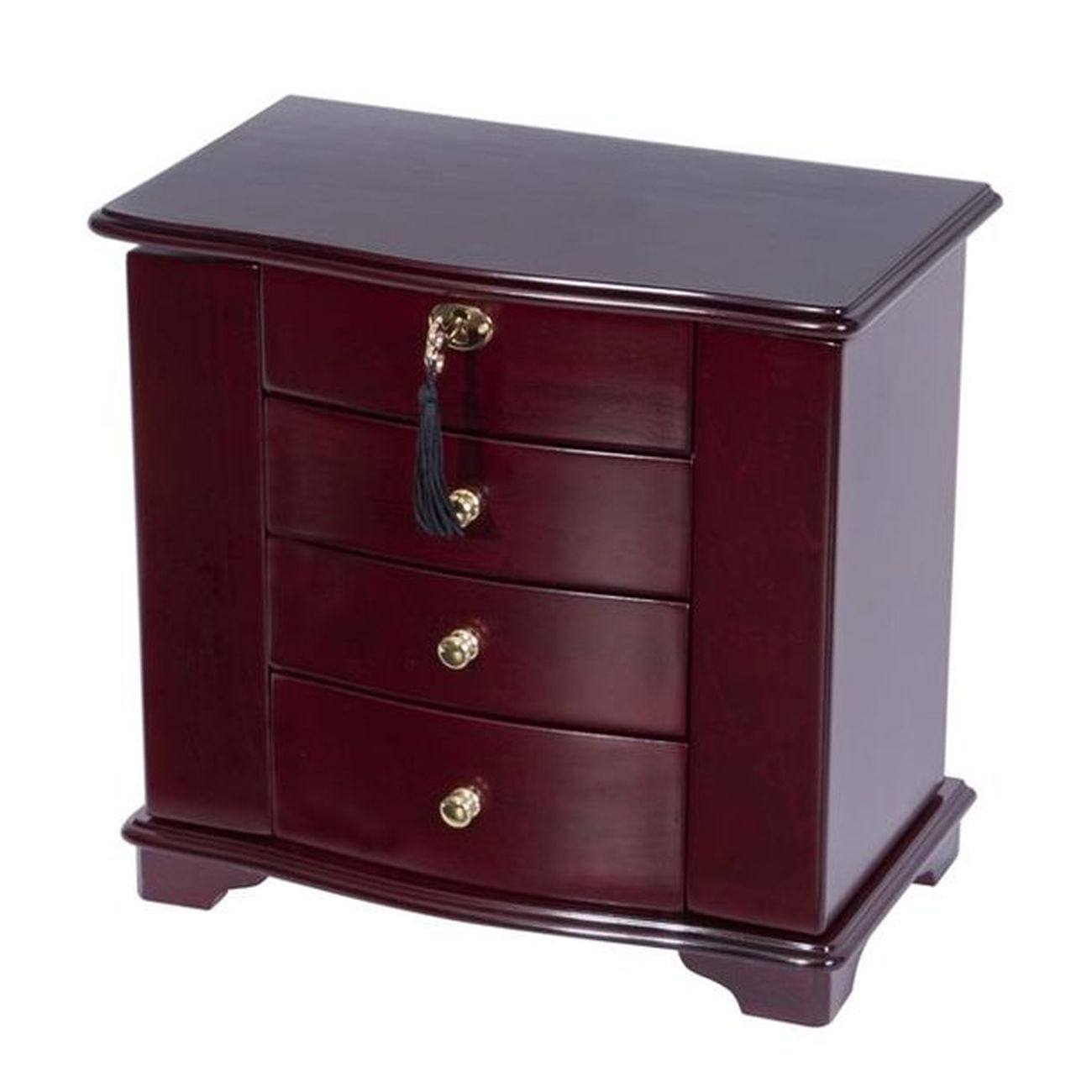 Waverly Cherry Wood Locking Jewelry Box with Suede Lining