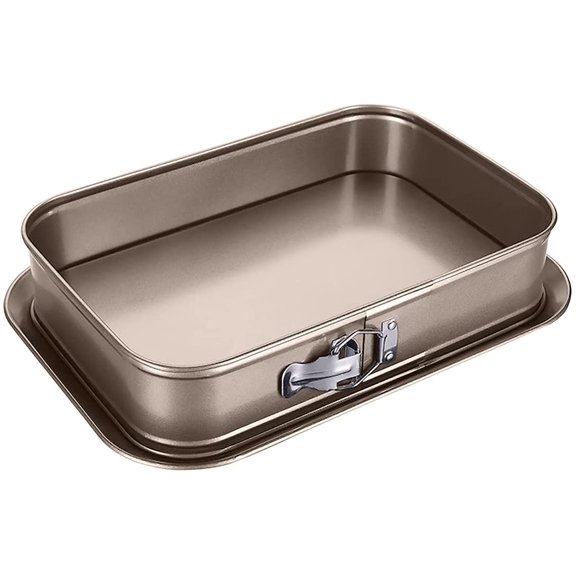 Meleg Otthon Springform Cheesecake Pan - Leakproof, Nonstick, Rectangle, Removable Bottom, Gold (15.7" x 11" 2.6")