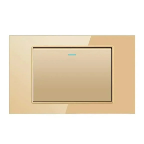 Melery 1gang 4x2 Light Switch Wall Switch USA Tempered Glass Panel Rectangular Gold